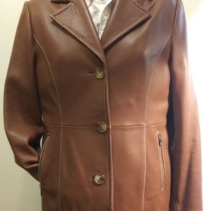 Michael Kors Caramel Leather jacket, Women's L.
